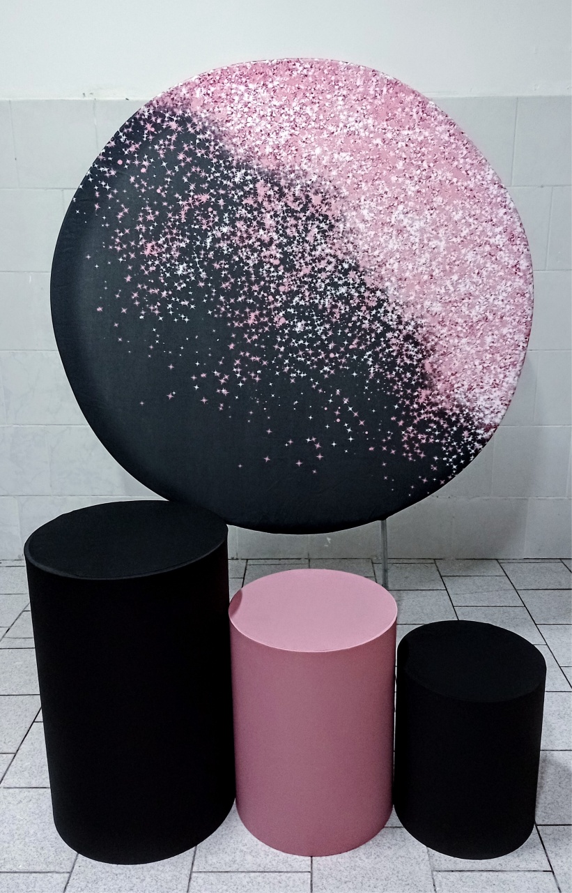  Preta E Rose Com Brilho Kit Padrão 1 Com Capas de Cilindros Lisas   - Cassia Decore e Celebre