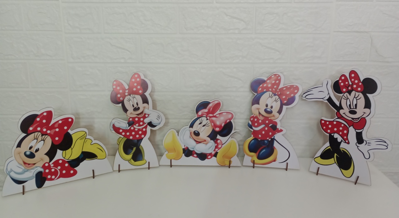  Kit Displays Minnie Vermelha Mdf 6 Unidades - Cassia Decore e Celebre