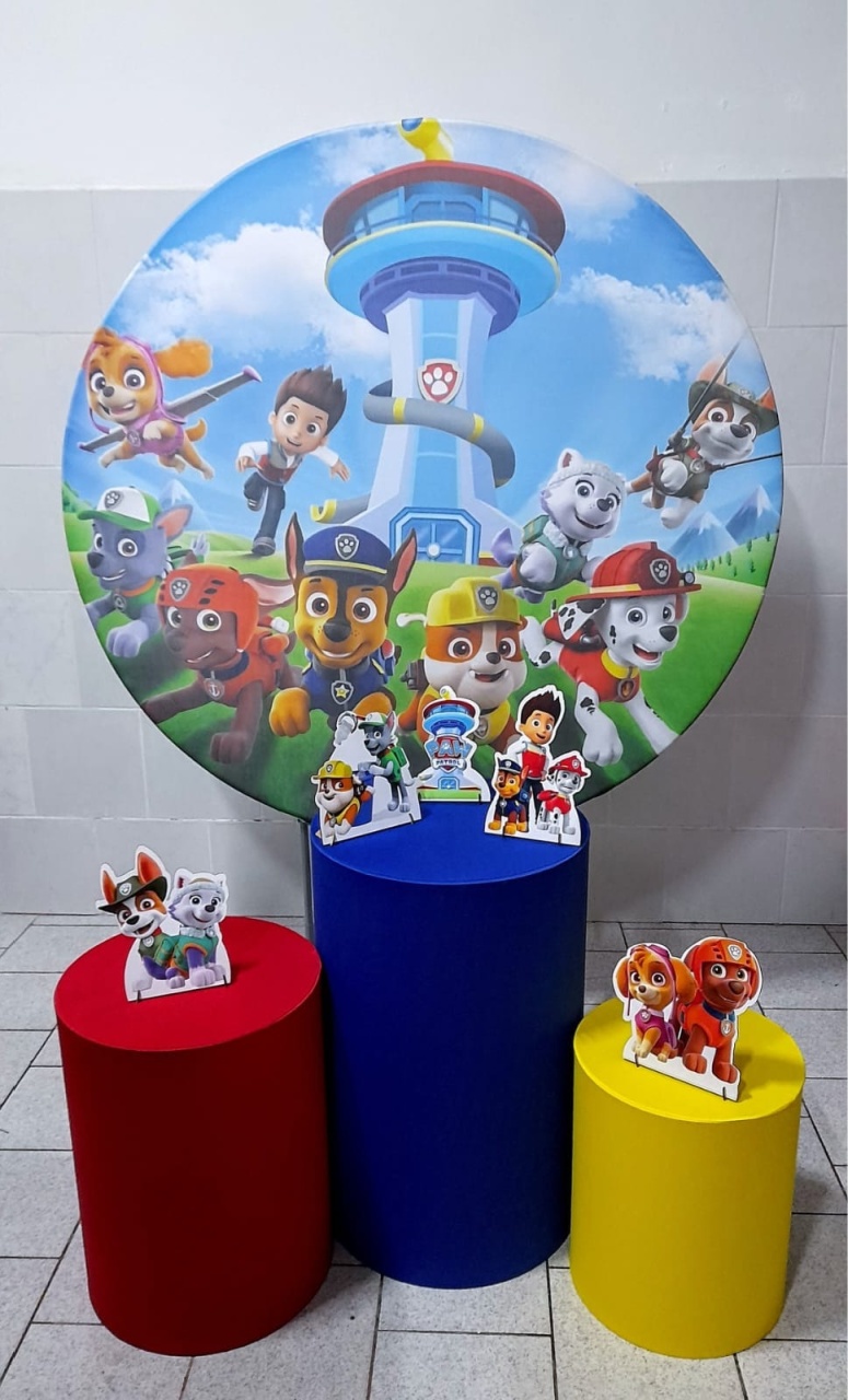 Patrulha Canina Kit Padrão 1 C/ Capas  de Cilindros Lisas   - Cassia Decore e Celebre