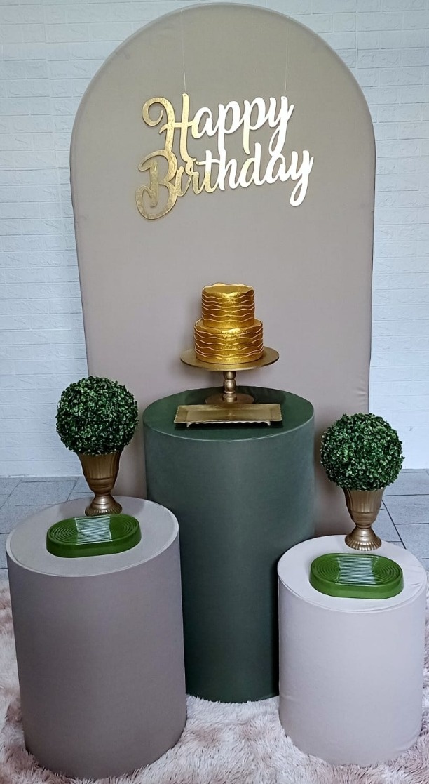 Kit Painel Romano Bege E Trio de Cilindros - Cassia Decore e Celebre