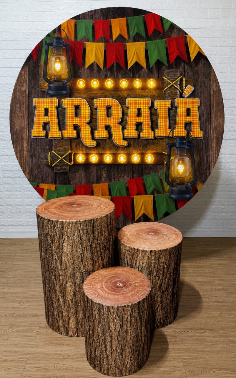 Arraiá Madeira Kit Padrão 1 Com Capas de Cilindros Capas Personalizadas - Cassia Decore e Celebre