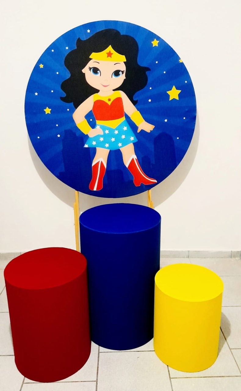 Mulher Maravilha Cute Kit Padrão 1 Com Capas Lisas - Cassia Decore e Celebre