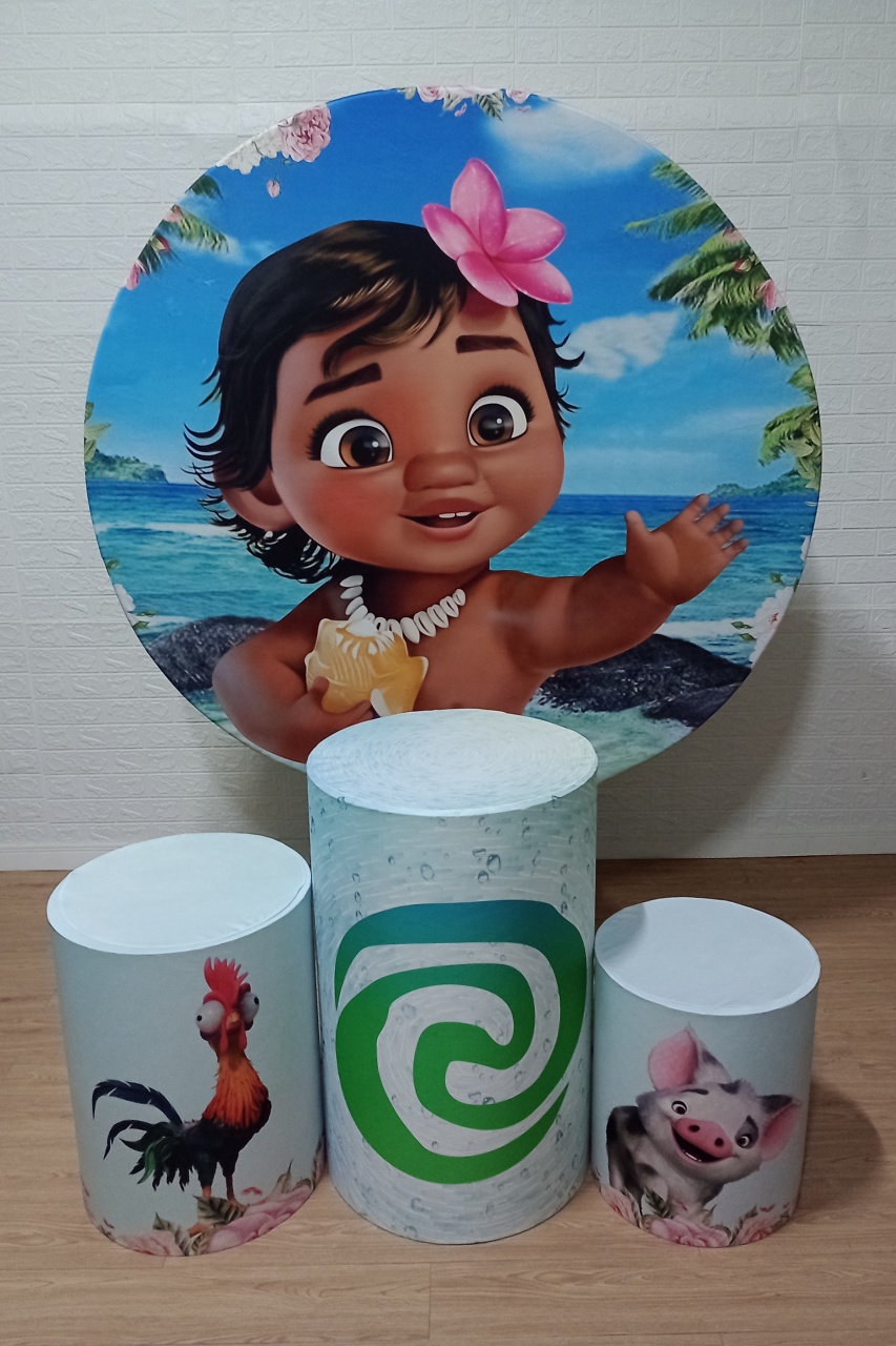 Moana Baby Kit Padrão 1 Com Capas de Cilindros Personalizadas   - Cassia Decore e Celebre