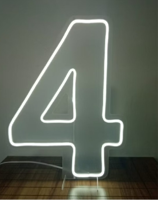 Número 4 Luz Led Branca 50 Cm - Cassia Decore e Celebre