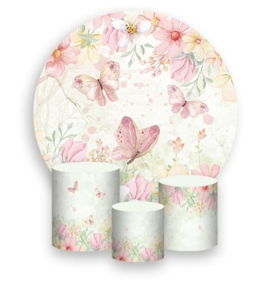 Borboletas Cor-De-Rosa Kit Padrão 1 Com Capas de Cilindros Capas Personalizadas - Cassia Decore e Celebre