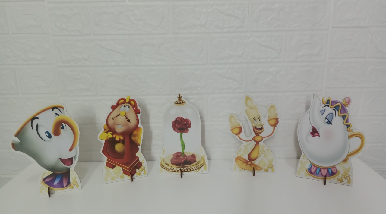  Kit Displays A Bela E A Fera Mdf 5 Unidades   - Cassia Decore e Celebre