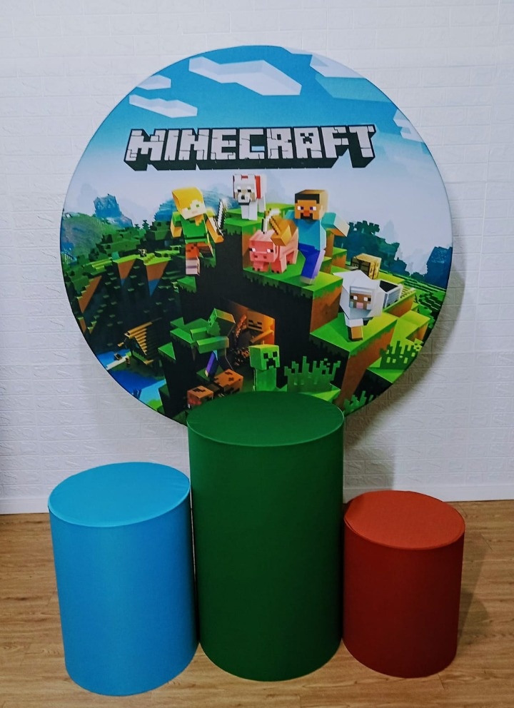 Minecraft Kit Padrão 1 C/ Capas  de Cilindros Lisas  - Cassia Decore e Celebre