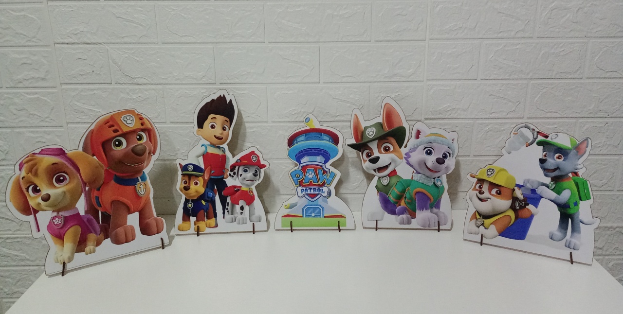  Displays de Mesa Patrulha Canina Mdf C/5 - Cassia Decore e Celebre