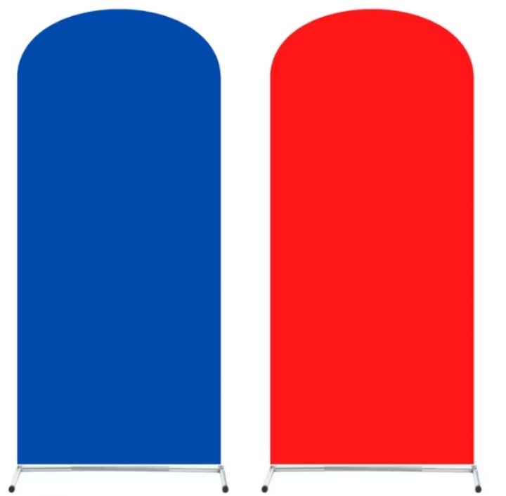 Kit Capa de Painel Romano Dupla Face 2X1 Azul Royal / Vermelho E Suporte Romano 2X1  - Cassia Decore e Celebre