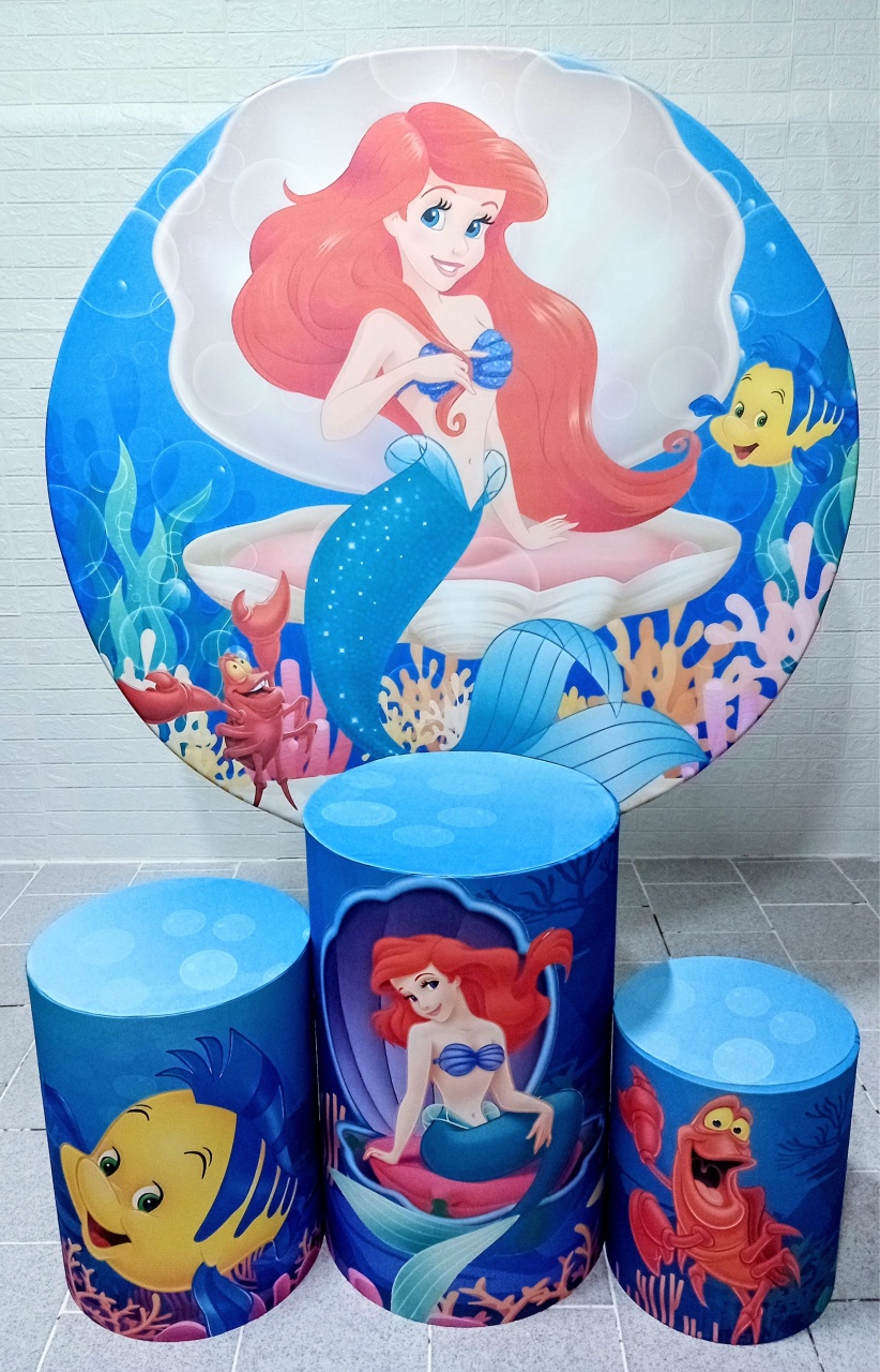 Pequena Sereia Kit Padrão 1 Com Capas de Cilindros Personalizadas   - Cassia Decore e Celebre
