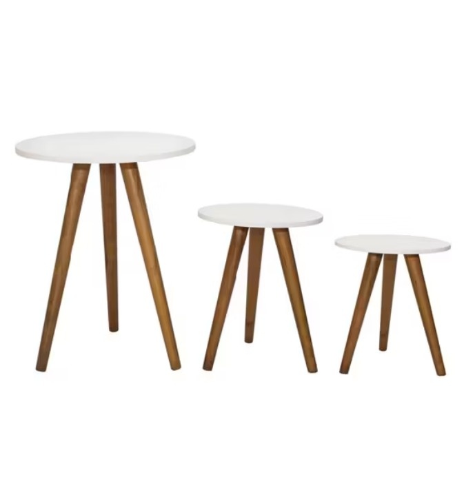 Kit Trio de  Mesas Pé de Palito Retrô (70X40-45X35-30X35) - Cassia Decore e Celebre