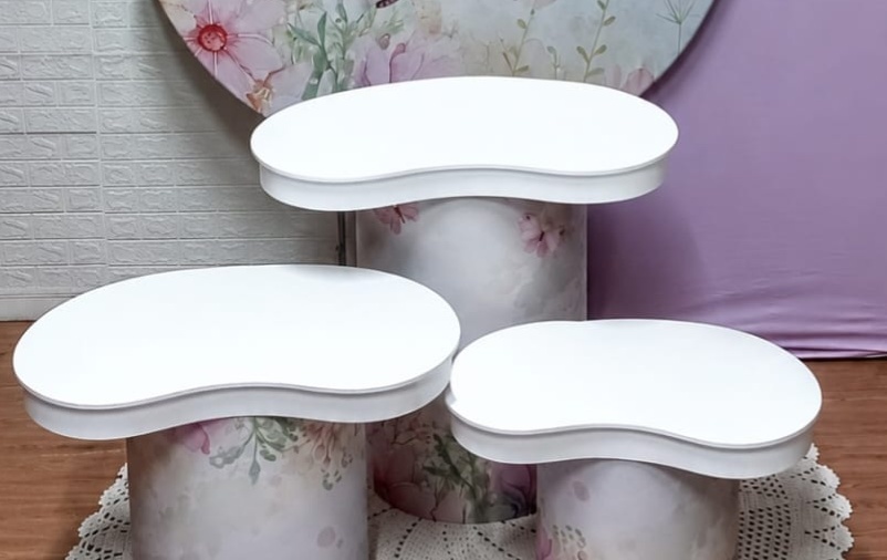 Trio de Tampos Orgânicos Brancos Mdf 3 Peças(Valor Apenas dos Tampos) - Cassia Decore e Celebre