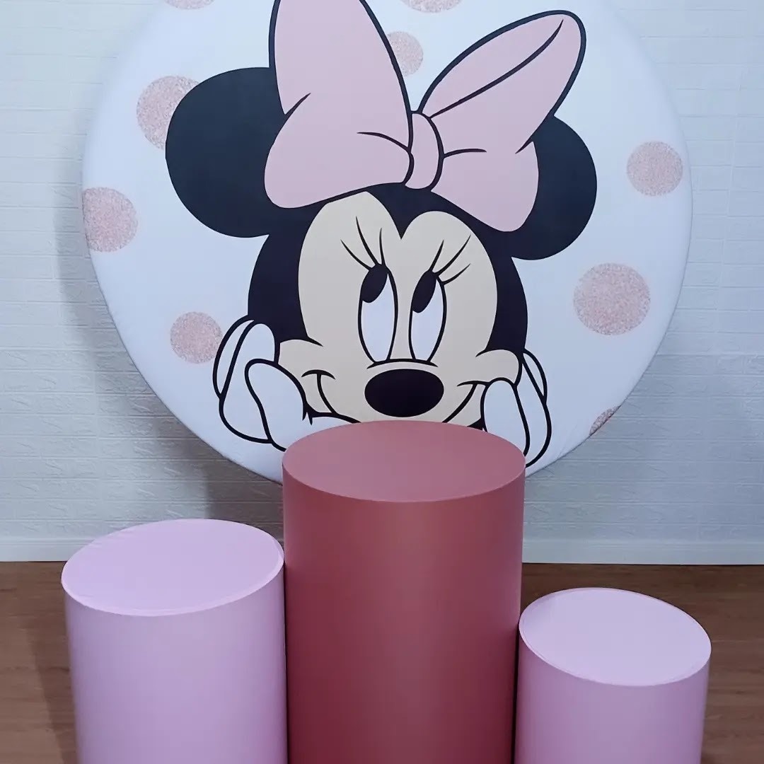 Minnie Rosa Kit Padrão 1 Com Capas de Cilindros Lisas   - Cassia Decore e Celebre