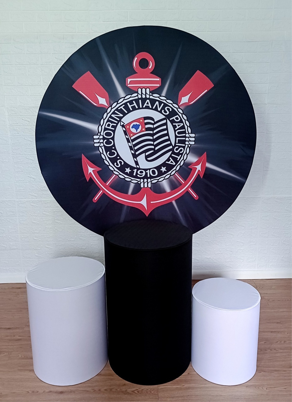 Corinthians Fundo Preto Kit Padrão 1 C/ Capas  de Cilindros Lisas   - Cassia Decore e Celebre
