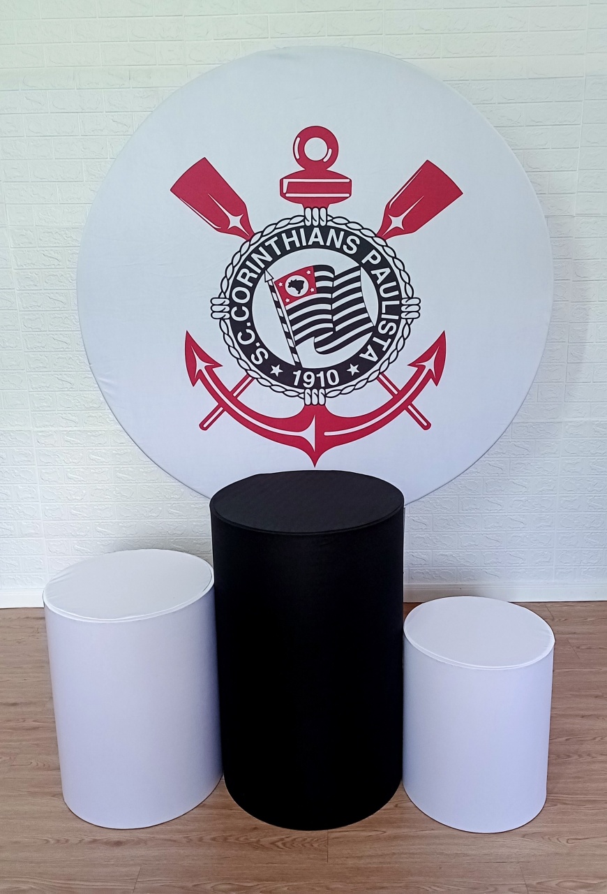 Corinthians Fundo Branco Kit Padrão 1 C/ Capas  de Cilindros Lisas  - Cassia Decore e Celebre