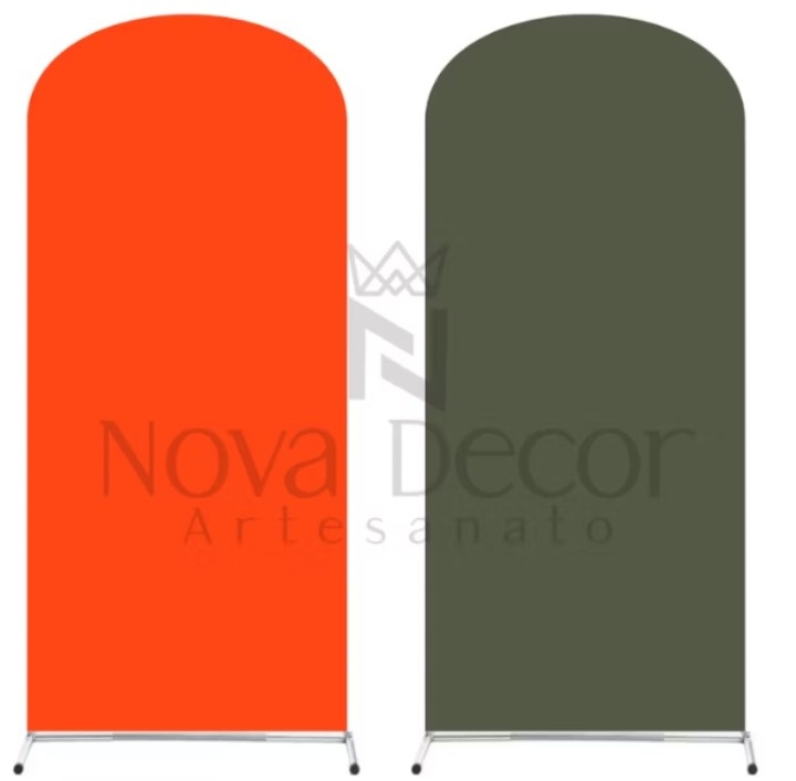Kit Capa de Painel Romano Dupla Face 2 X 1 Verde Oliva E Laranja E Suporte Romano 2X1  - Cassia Decore e Celebre