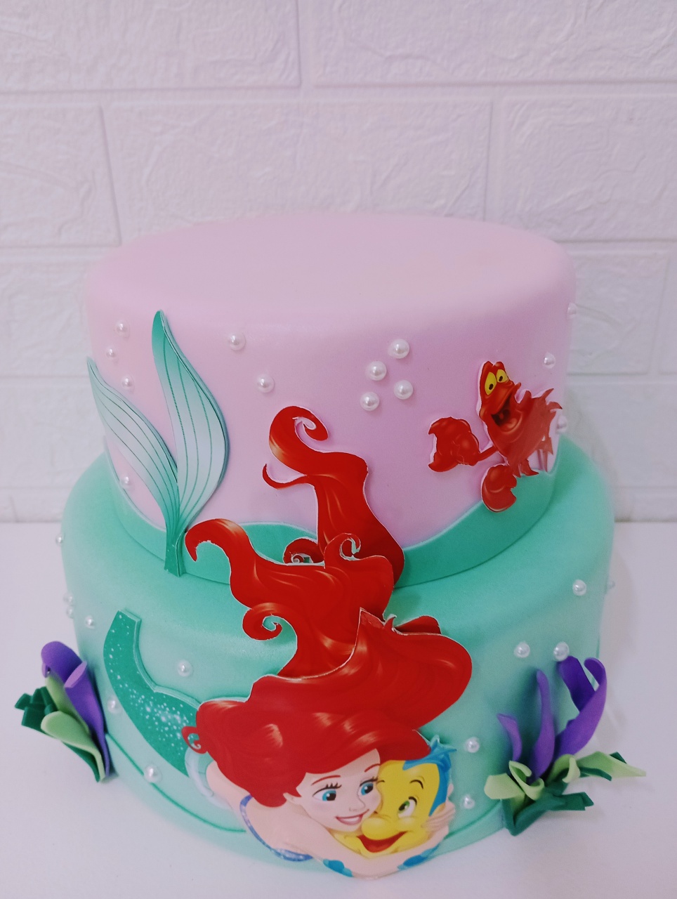 Bolo Fake Pequena Sereia 02 Andares - Cassia Decore e Celebre