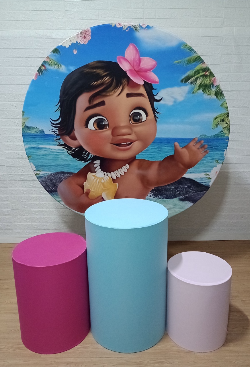 Moana Baby Kit Padrão 1 Com Capas de Cilindros Lisas  - Cassia Decore e Celebre