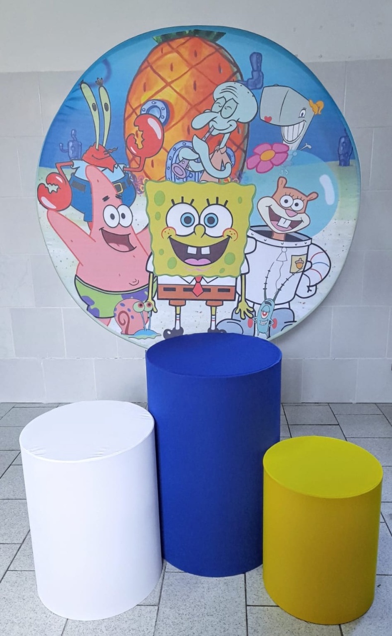Bob Esponja Kit Padrão 1 Com Capas de Cilindros Lisas   - Cassia Decore e Celebre