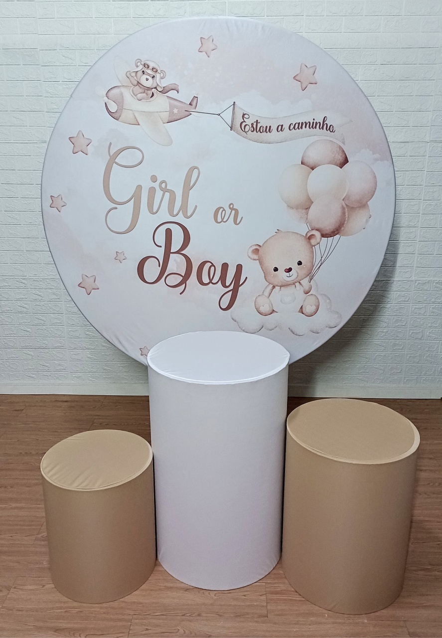 Chá Revelação Ursinhos Bege Kit Padrão 1 Com Capas Lisas - Cassia Decore e Celebre