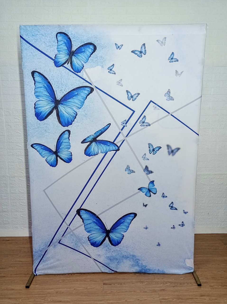 Kit Painel Retangular Lateral C/ Capa 2,20 X 1,50 Borboletas Azuis - Cassia Decore e Celebre