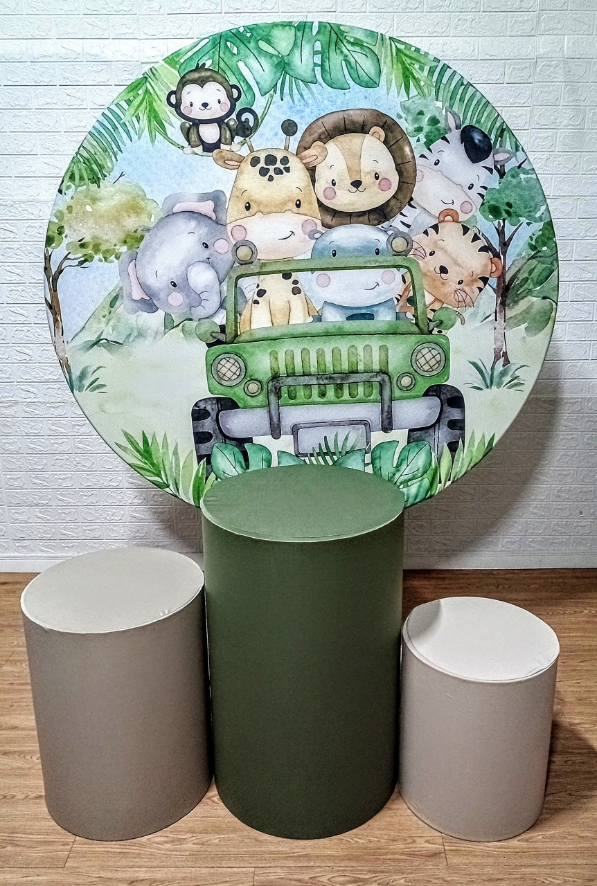 Safari Aquarela Kit Padrão 1 C/ Capas  de Cilindros Lisas - Cassia Decore e Celebre
