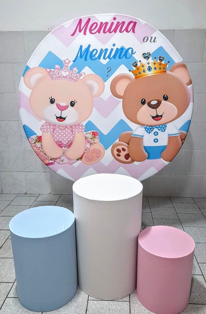 Chá Revelação Ursinhos Azul E Rosa Com Capas de Cilindroslisas - Cassia Decore e Celebre