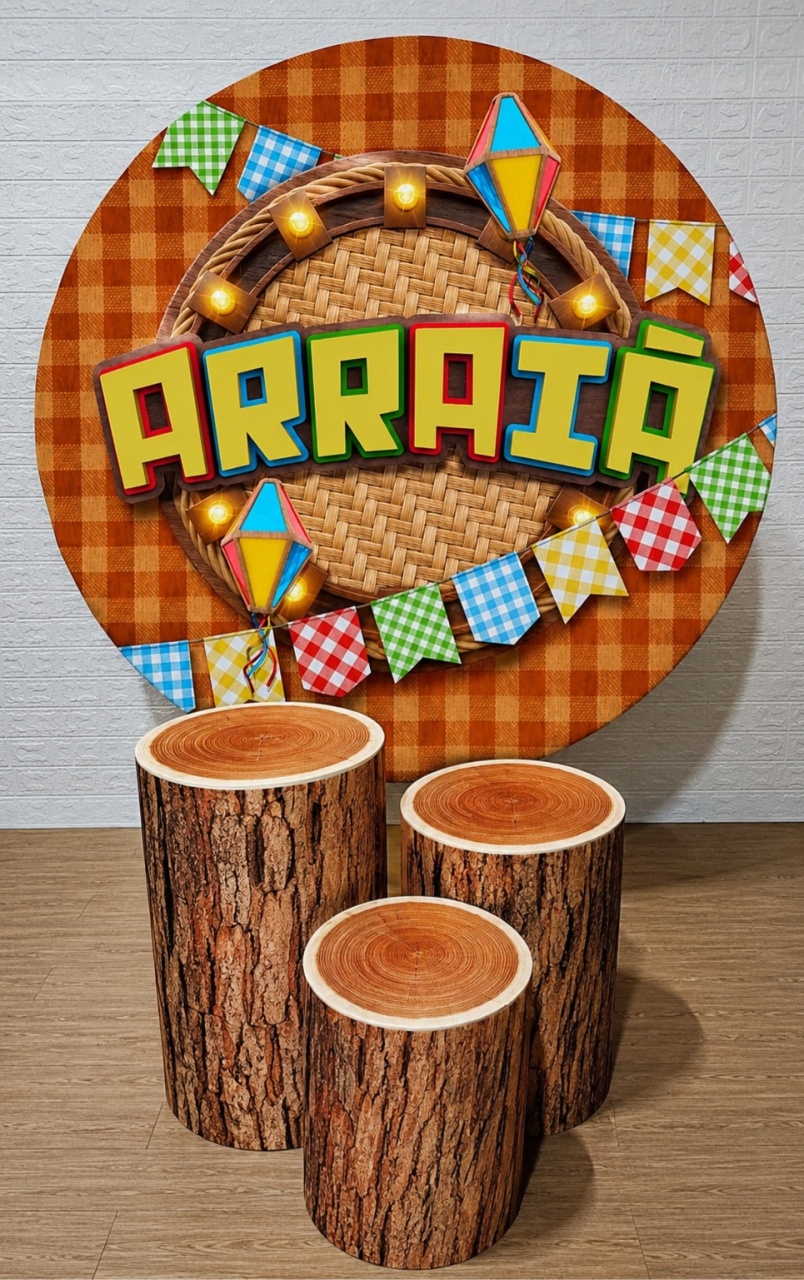 Arraiá Xadrez Vermelho Kit Padrão 1 Com Capas de Cilindros Capas Personalizadas - Cassia Decore e Celebre