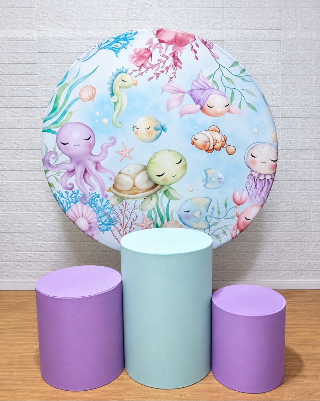 Fundo Do Mar Verde E Lilás Kit Padrão 1 Com Capas Lisas - Cassia Decore e Celebre