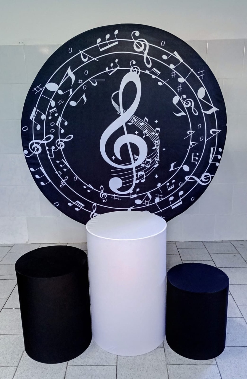 Musical Preto E Branco Kit Padrão 1 C/ Capas  de Cilindros Lisas  - Cassia Decore e Celebre