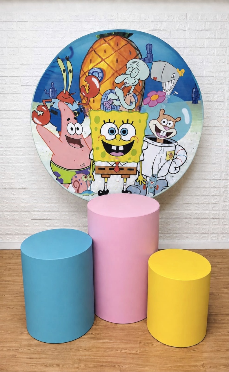 Bob Esponja Kit Padrão 1 Menina Com Capas de Cilindros Lisas - Cassia Decore e Celebre