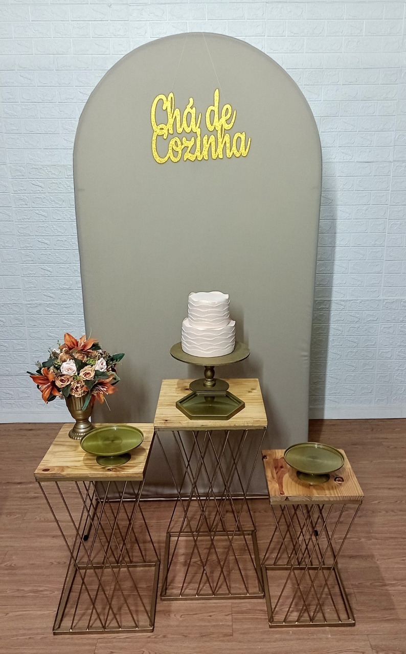 Kit Painel Romano Chá de Cozinha Kit 3 Mesas Treliças + Bandejas  - Cassia Decore e Celebre