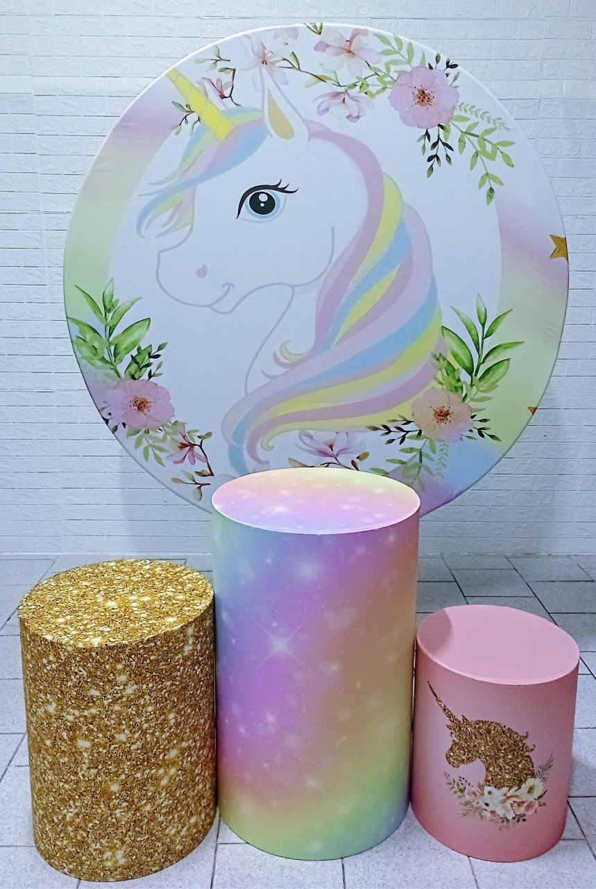Unicórnio Kit Padrão 1 C/ Capas de Cilindros Personalizadas - Cassia Decore e Celebre