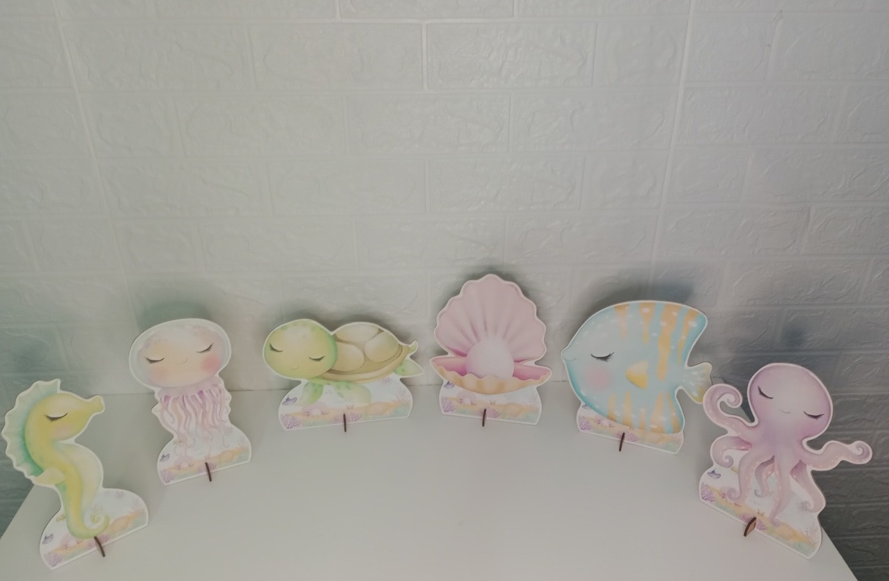 Kit Displays de Mesa Fundo Do Mar Mdf 6 Unidades - Cassia Decore e Celebre
