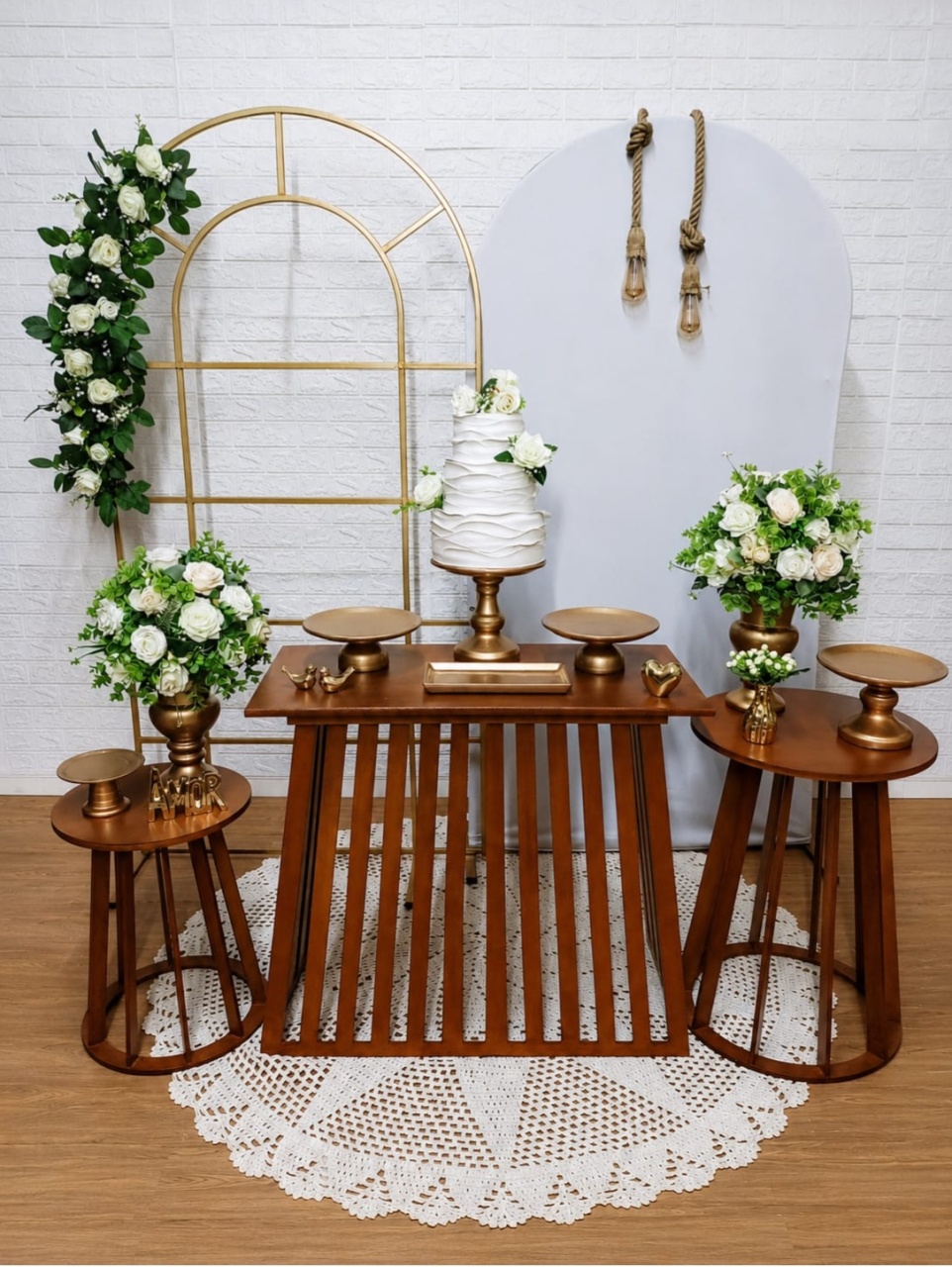 Kit Painel Janela, Painel Romano, Mesas Ripadas Com Peças de Cerâmica 3 - Cassia Decore e Celebre