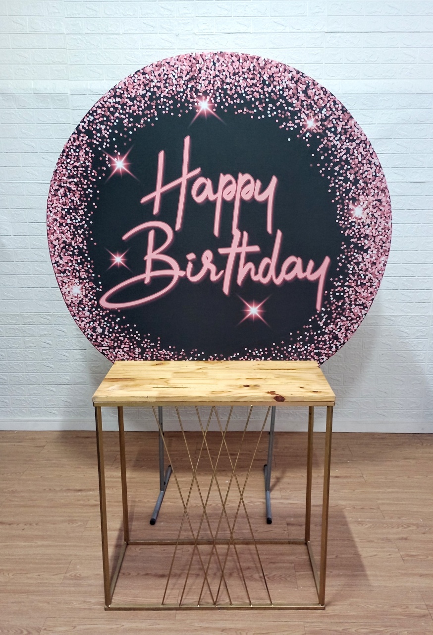 Kit Capa de Painel Redondo 1,50 M + Mesa Treliça Retangular  - Cassia Decore e Celebre