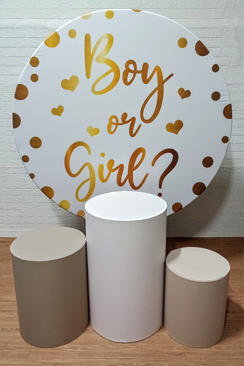 Chá Revelação Girl On Boy Dourada Kit Padrão 1 Com Capas Lisas  - Cassia Decore e Celebre