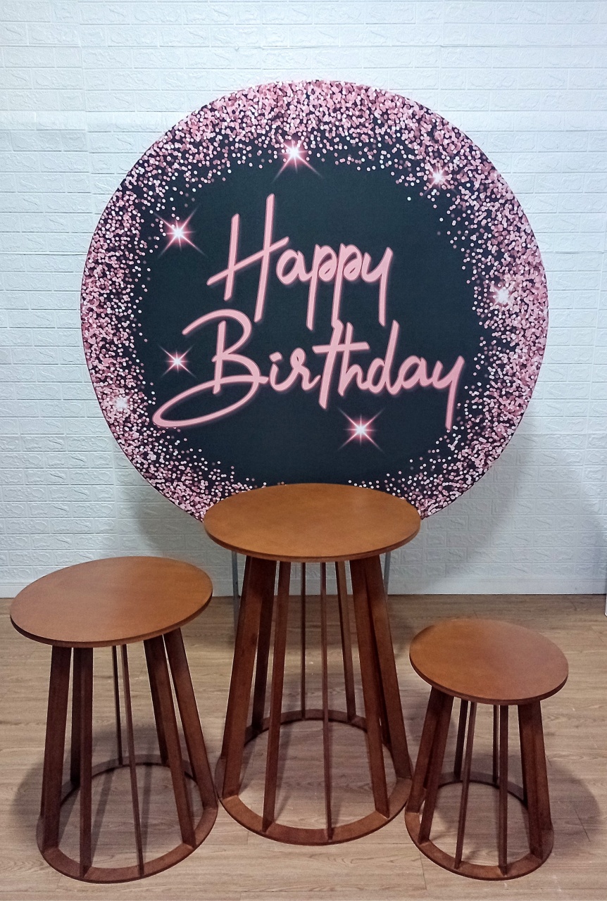 Kit Capa de Painel Redondo 1,50 M + Trio de Mesa Cônicas - Cassia Decore e Celebre