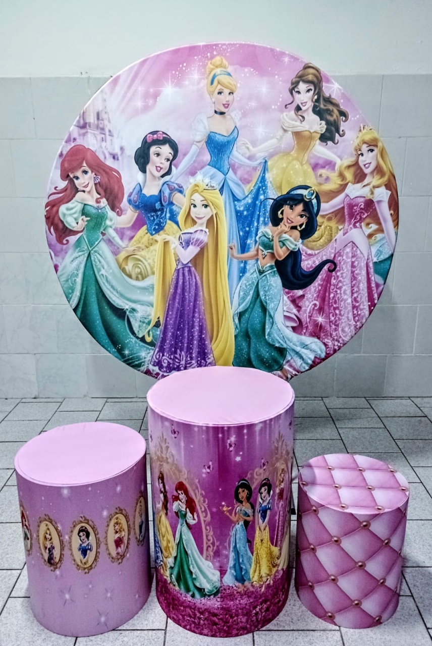 Princesas Kit Padrão 1 Com Capas de Cilindros Capas Personalizadas - Cassia Decore e Celebre