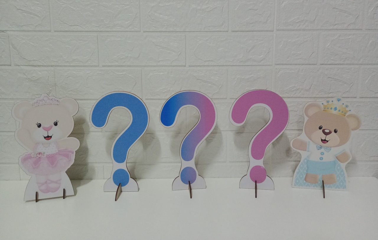 Displays Ursinhos Azul  Bebê É Rosa Chá Revelaçãomdf C/5 Unidades  - Cassia Decore e Celebre