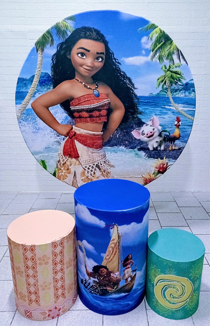 Moana Kit Padrão 1 Com Capas de Cilindros Personalizadas   - Cassia Decore e Celebre