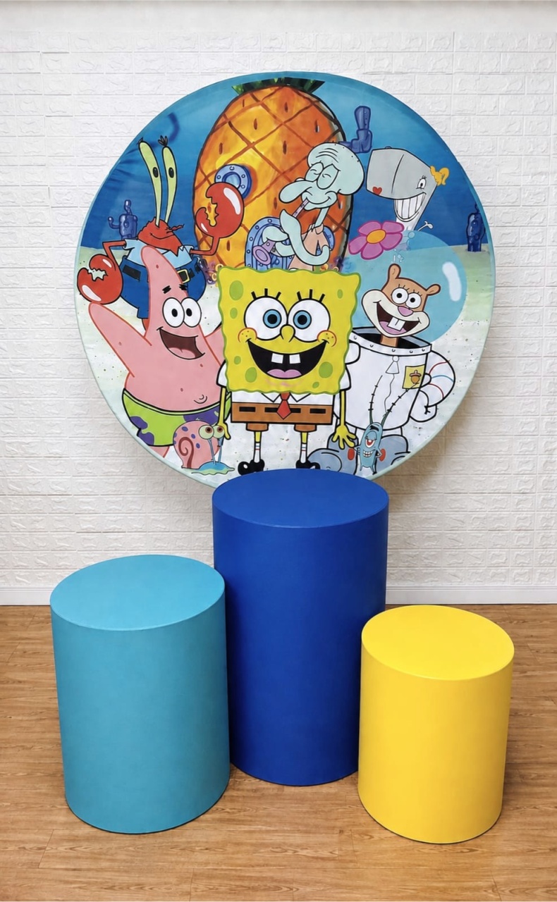 Bob Esponja Kit Padrão 1 Com Capas de Cilindros Lisas - Cassia Decore e Celebre