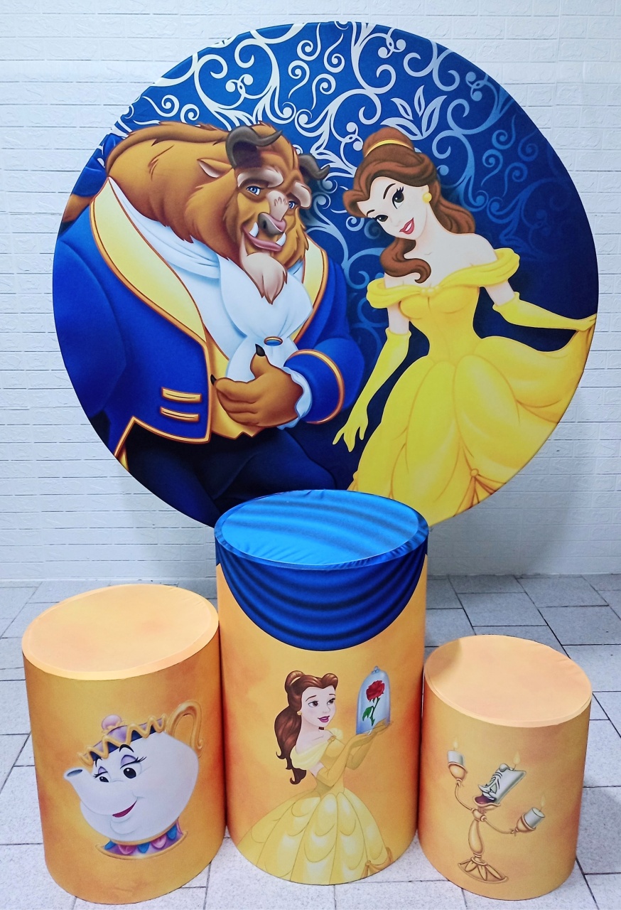 A Bela E A Fera Kit Padrão 1 Com Capas de Cilindros Personalizadas - Cassia Decore e Celebre