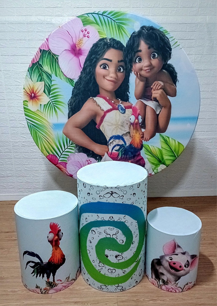 Moana 2 Kit Padrão 1 Com Capas de Cilindros Personalizadas   - Cassia Decore e Celebre