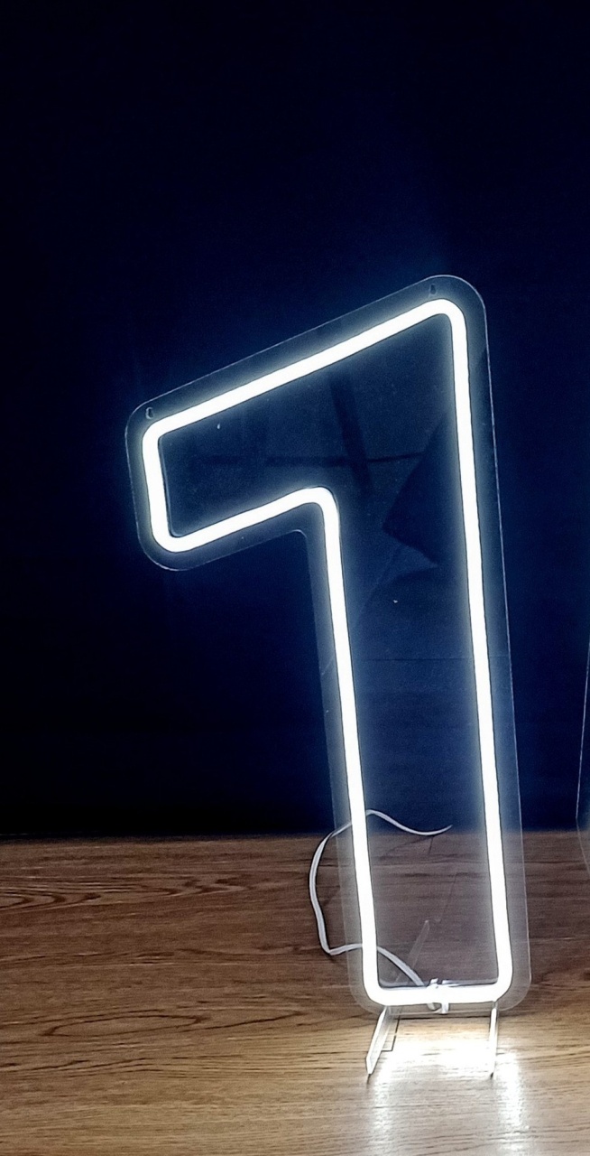 Número 1 Luz Led Branca 50 Cm Em Acrílico Bivolt - Cassia Decore e Celebre