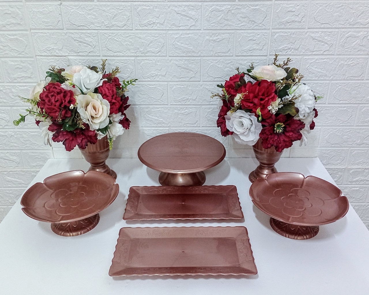 Kit Bandejas / Vasos - Rose 2  - Cassia Decore e Celebre