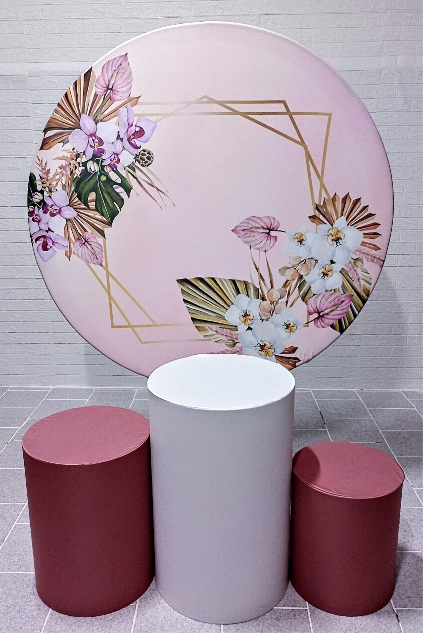 Flores Brancas E Secas Fundo Rosa Kit Padrão 1 Capas de Cilindros Lisas - Cassia Decore e Celebre