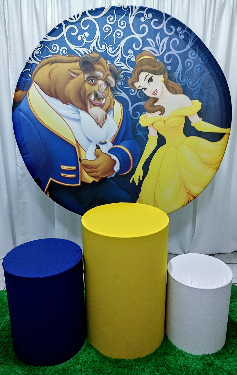 A Bela E A Fera Kit Padrão 1 Com Capas de Cilindros Lisas - Cassia Decore e Celebre