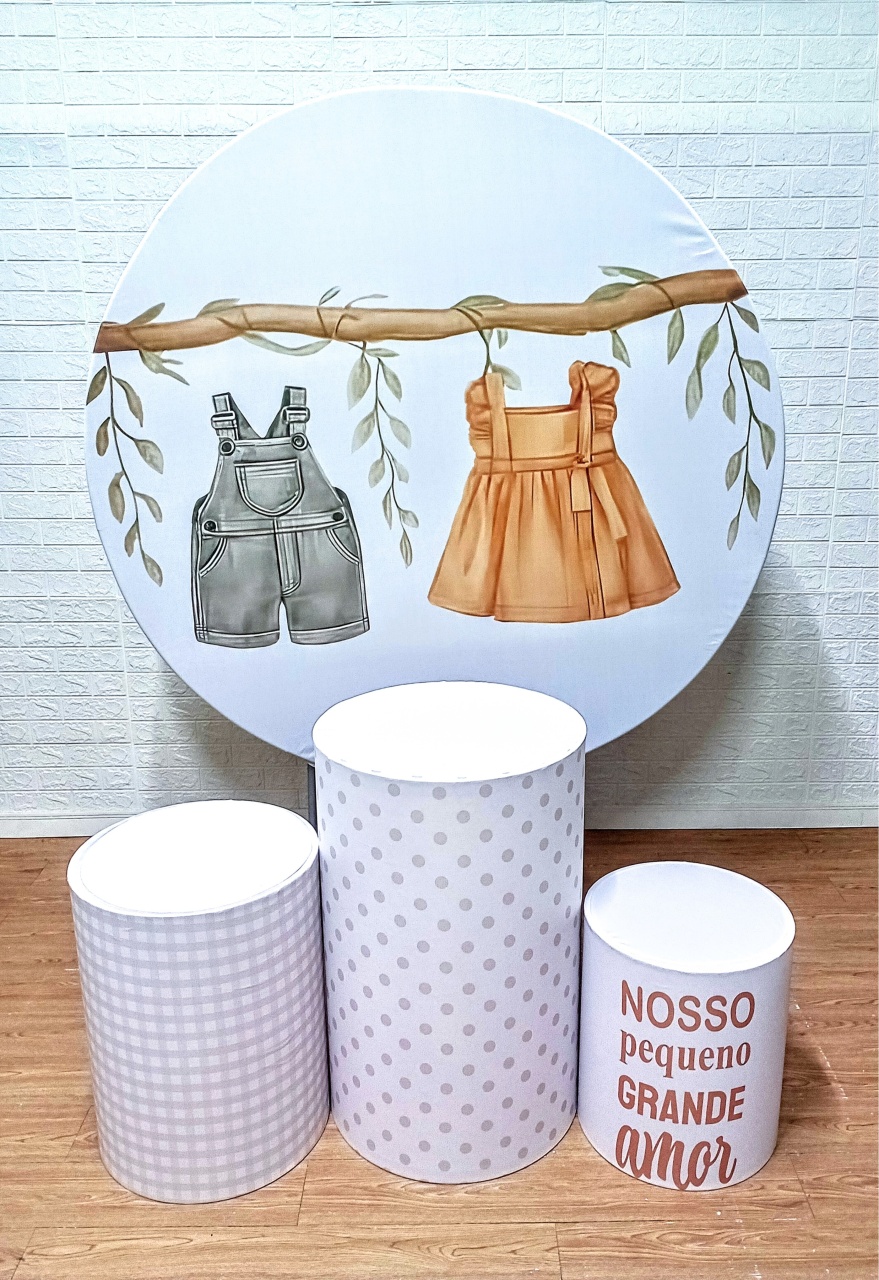 Chá Revelação Roupinhas Kit Padrão 1 Com Capas de Cilindros Personalizadas - Cassia Decore e Celebre