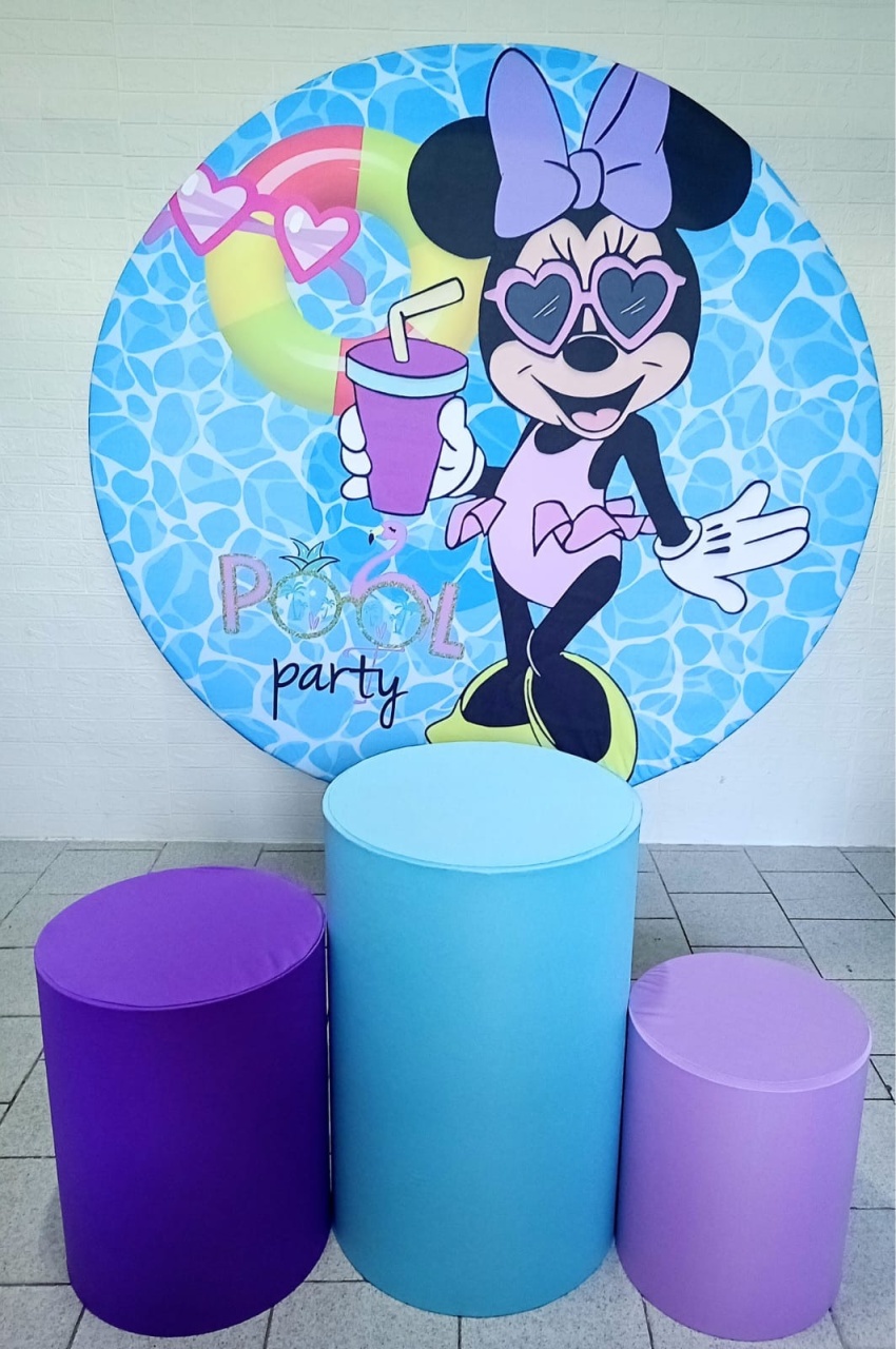 Minnie Pool Party Kit Padrão 1 Com Capas Lisas    - Cassia Decore e Celebre